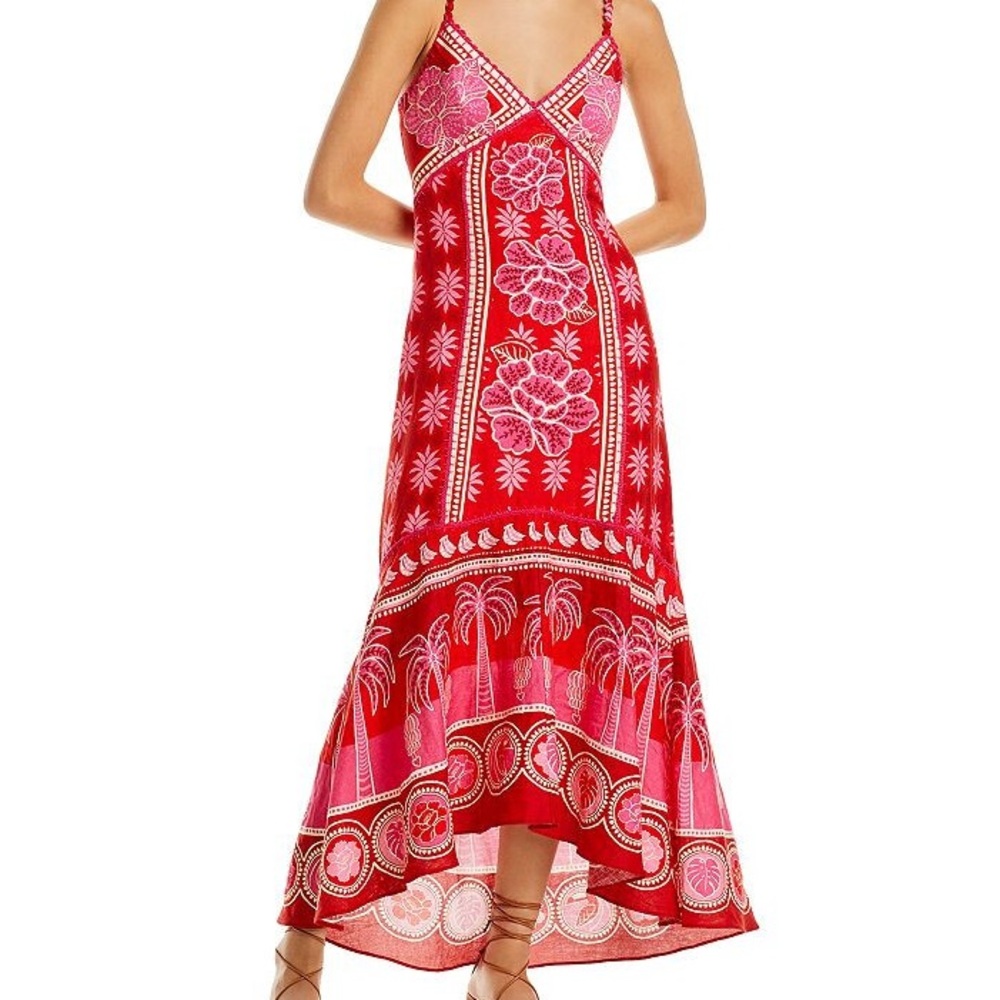 FARM Rio Pink and Red Floral Maxi Dress